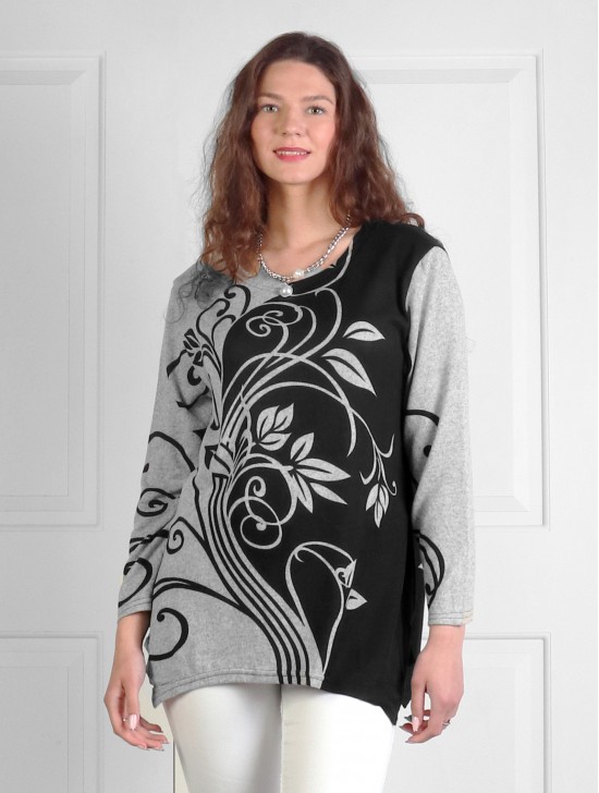 Floral Swirls Printed Soft Knitted Light Sweater